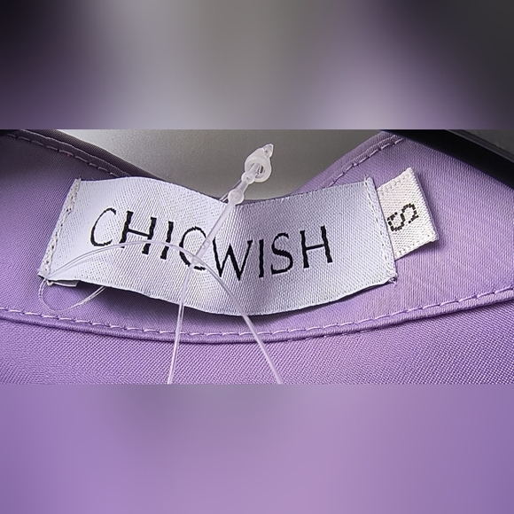 Chicwish Lavender Airy Button Up Shirt Fairy Dress with Feather Trim S NWT - Picture 3 of 14